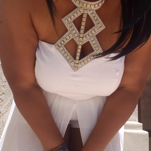 White Plus size Romper - Picture 3 of 5